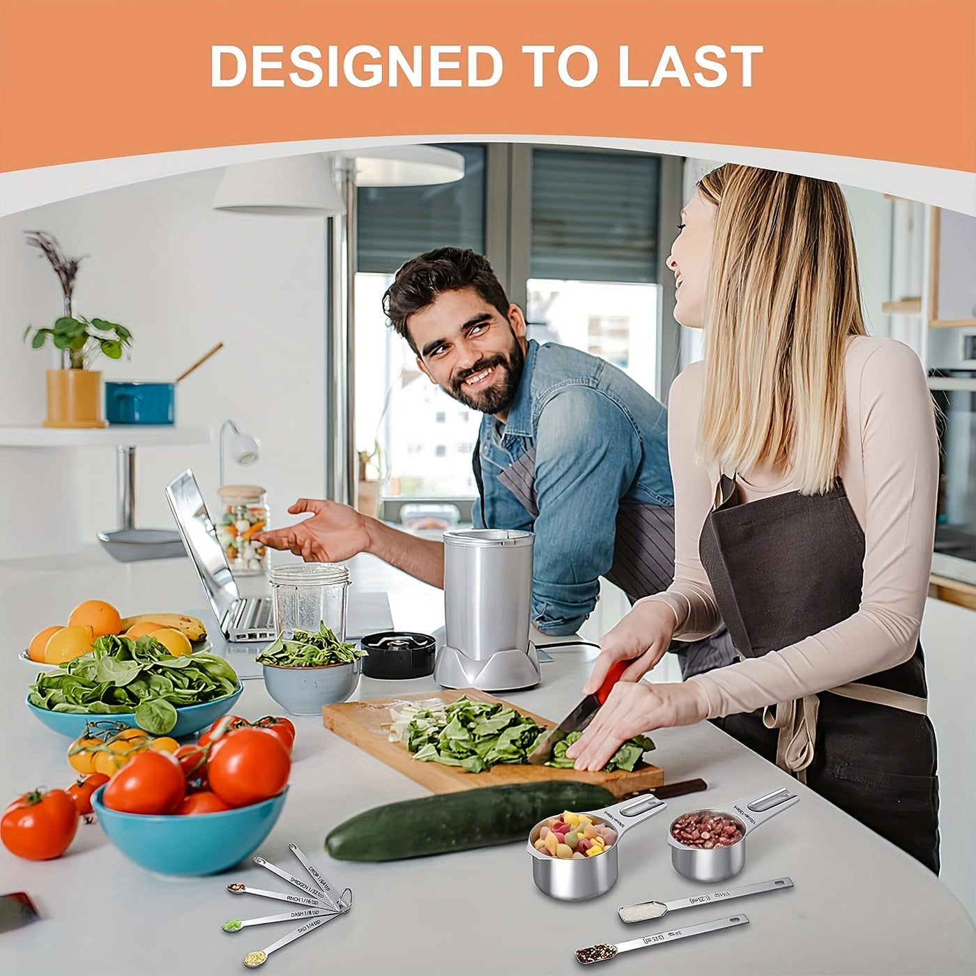 Set of 20 Kitchen Measuring Cups and Spoons Stainless Steel Nesting Baking Tools