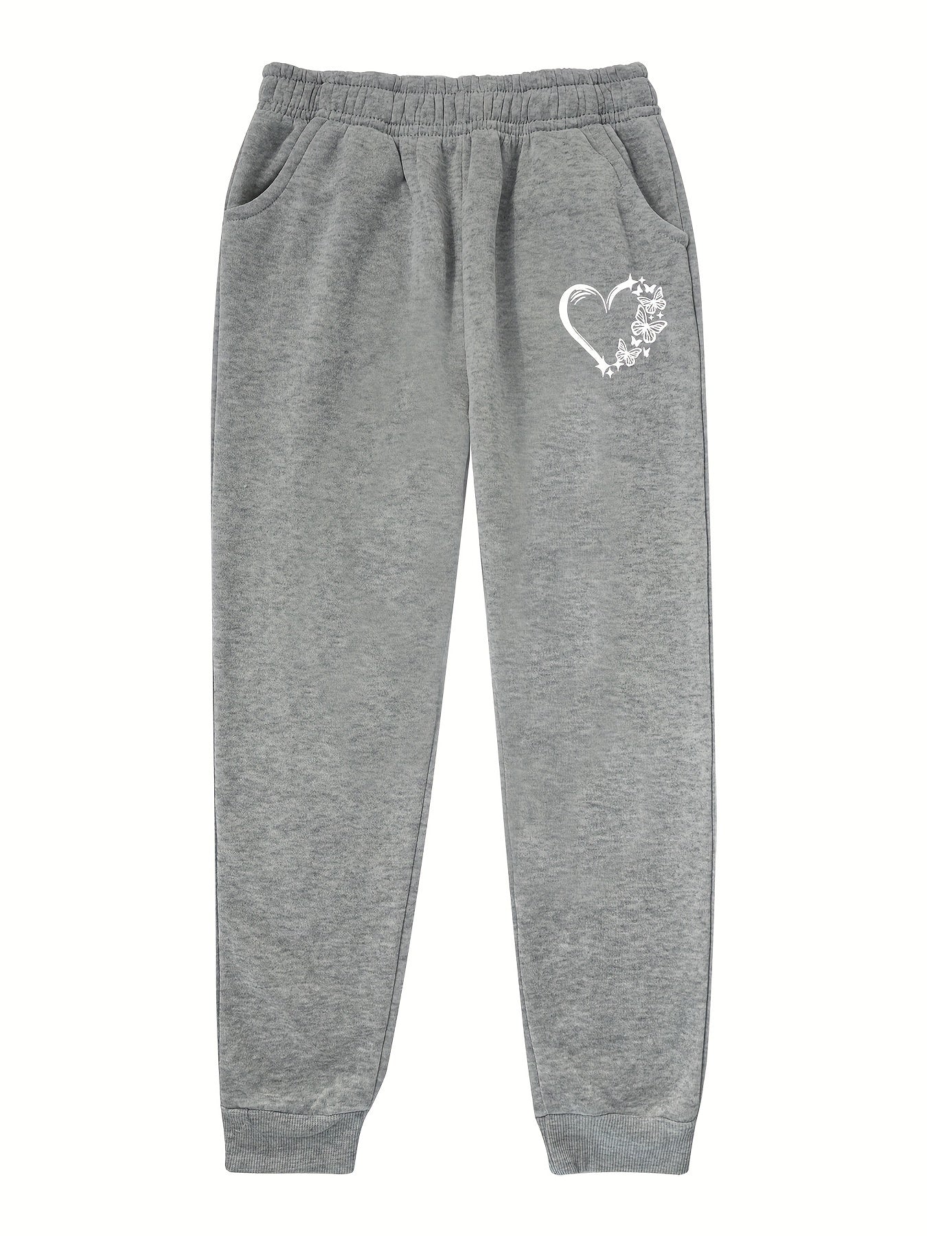 Girls' Girls' Casual Butterfly Heart Print Hooded Tracksuit Set Polyester Knit Long Sleeve Spring Fall