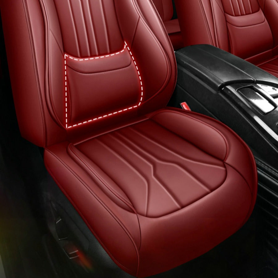 Car Seat Cover Summer Full Coverage Lumbar Support Maroon for Car Seats