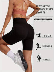 Plus Size High-Waisted Biker Shorts Women Pockets Tummy Control No-See-Through