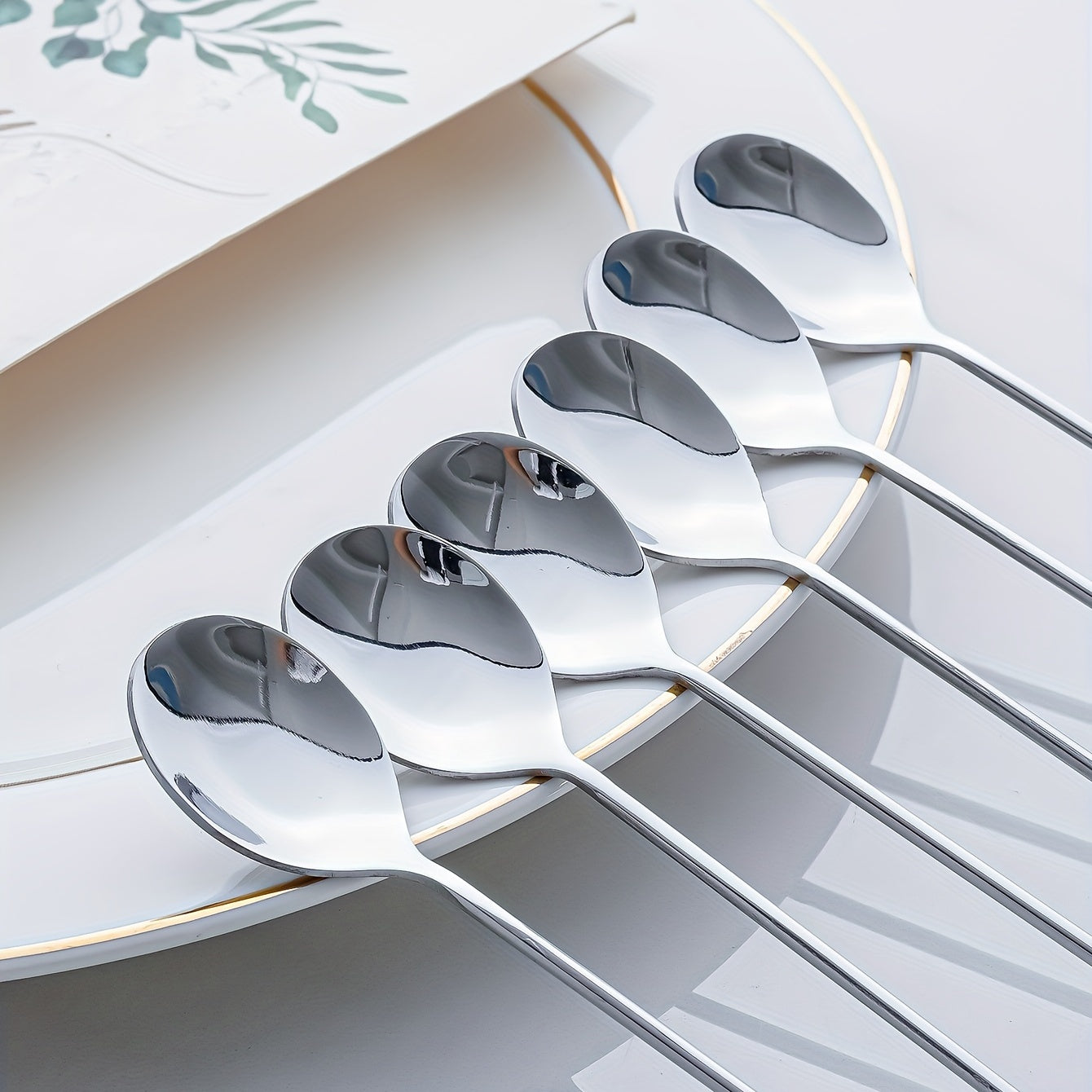 Golden and Silver Round Dessert Spoons for Coffee Cake and Snacks