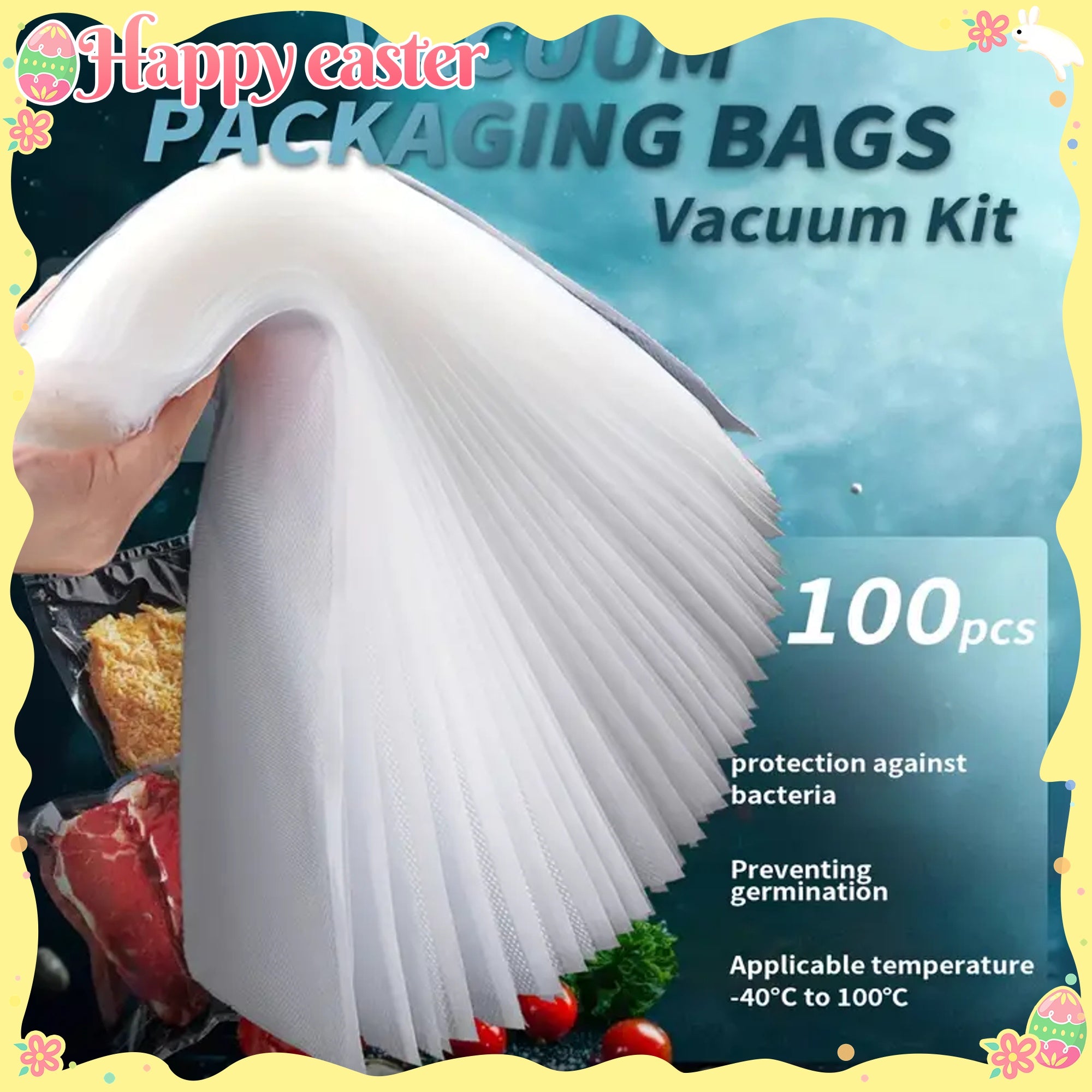 100pcs Food Sealing Bags Vacuum Storage Waterproof Dustproof Tearproof for Snacks Dried Fruits Coffee Tea