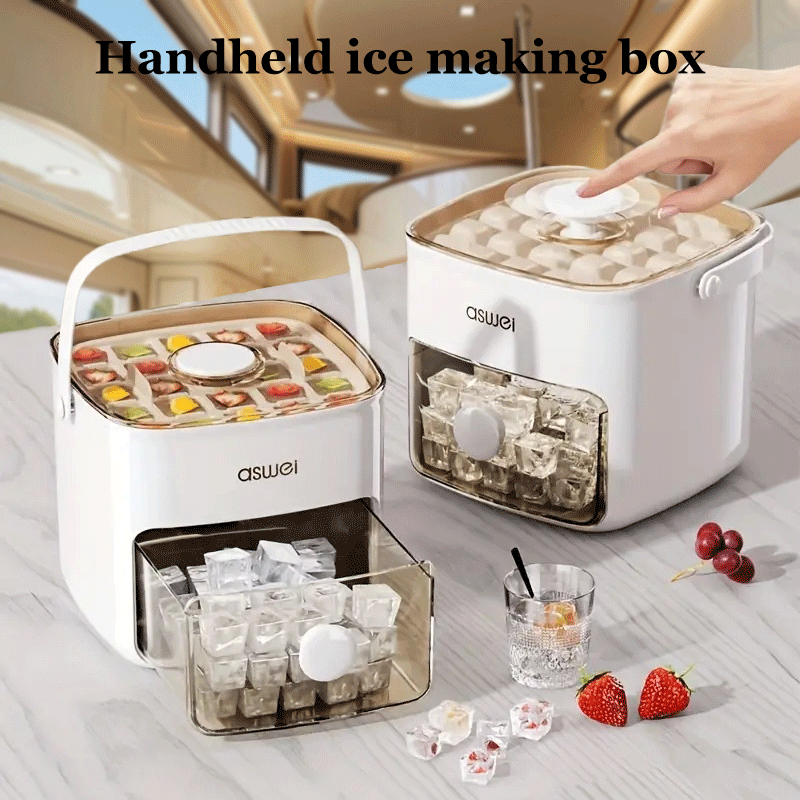 Máquina de hielo portátil de mano, cubitos de hielo sin electricidad, gran capacidad, duradera