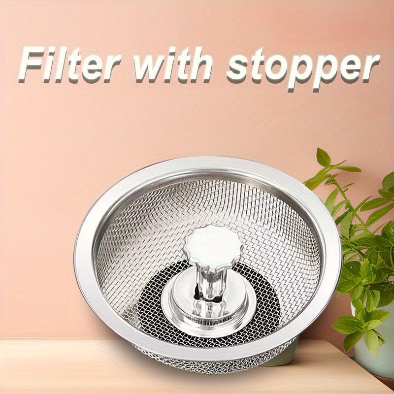 Stainless Steel Sink Strainer with Stopper Food Scrap Filter Dishwasher Safe