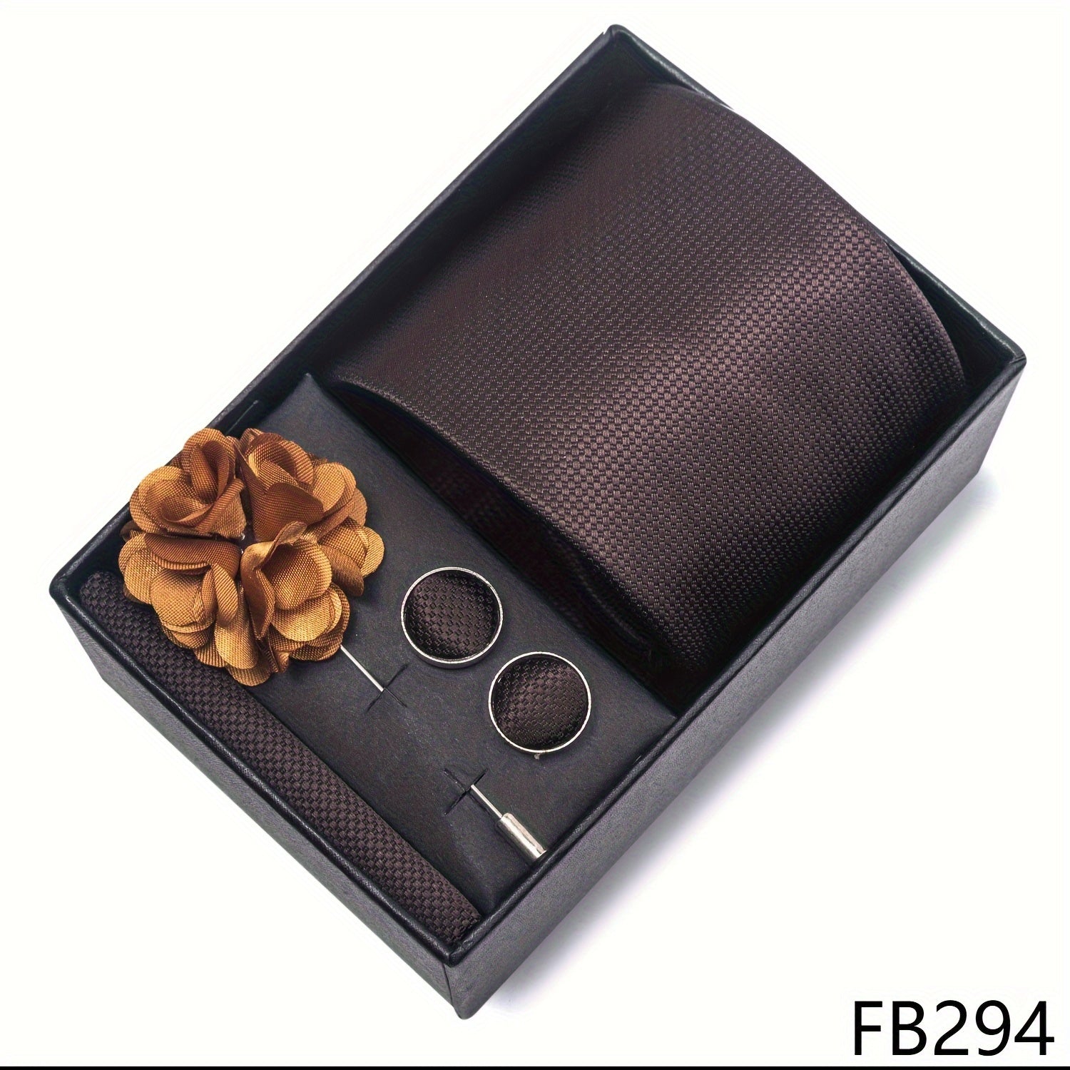 Men's Fashion Tie Set with Striped and Paisley Neckties, Pocket Square, Cufflinks, Lapel Pin in Gift Box for Business and Weddings