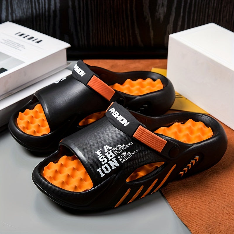 Erkaklar uchun moda EVA plyaj sandallari, yengil slip-on slaydlar, dumaloq barmoq dizayni bilan