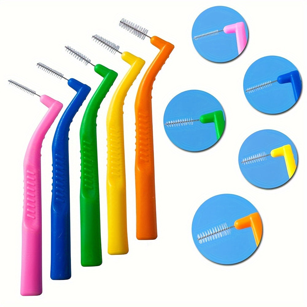 30 Pcs Angled Interdental Brushes Durable PE Ergonomic Handle Multi-Color