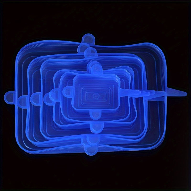 6 ta qayta ishlatiladigan silikon oziq-ovqat qoplanmalari to'plami, idishlar, plitalar va konteynerlar uchun