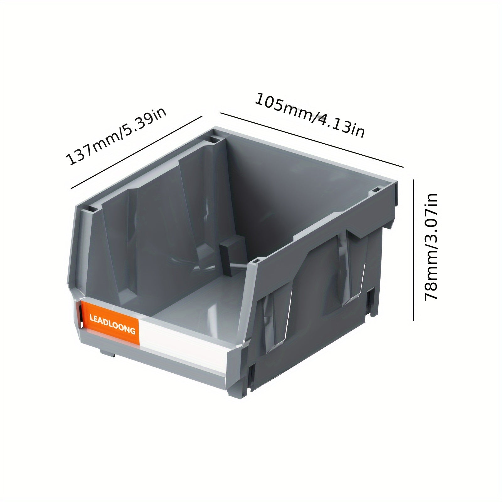 Juego de 6 cajas de almacenamiento de plástico gris para herramientas de garaje y accesorios para coche 13.5x10.5x7.6cm