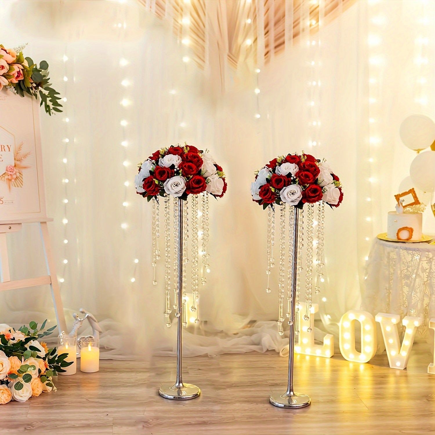 Set of 2 Metal Wedding Centerpiece Stands for Table Decorations