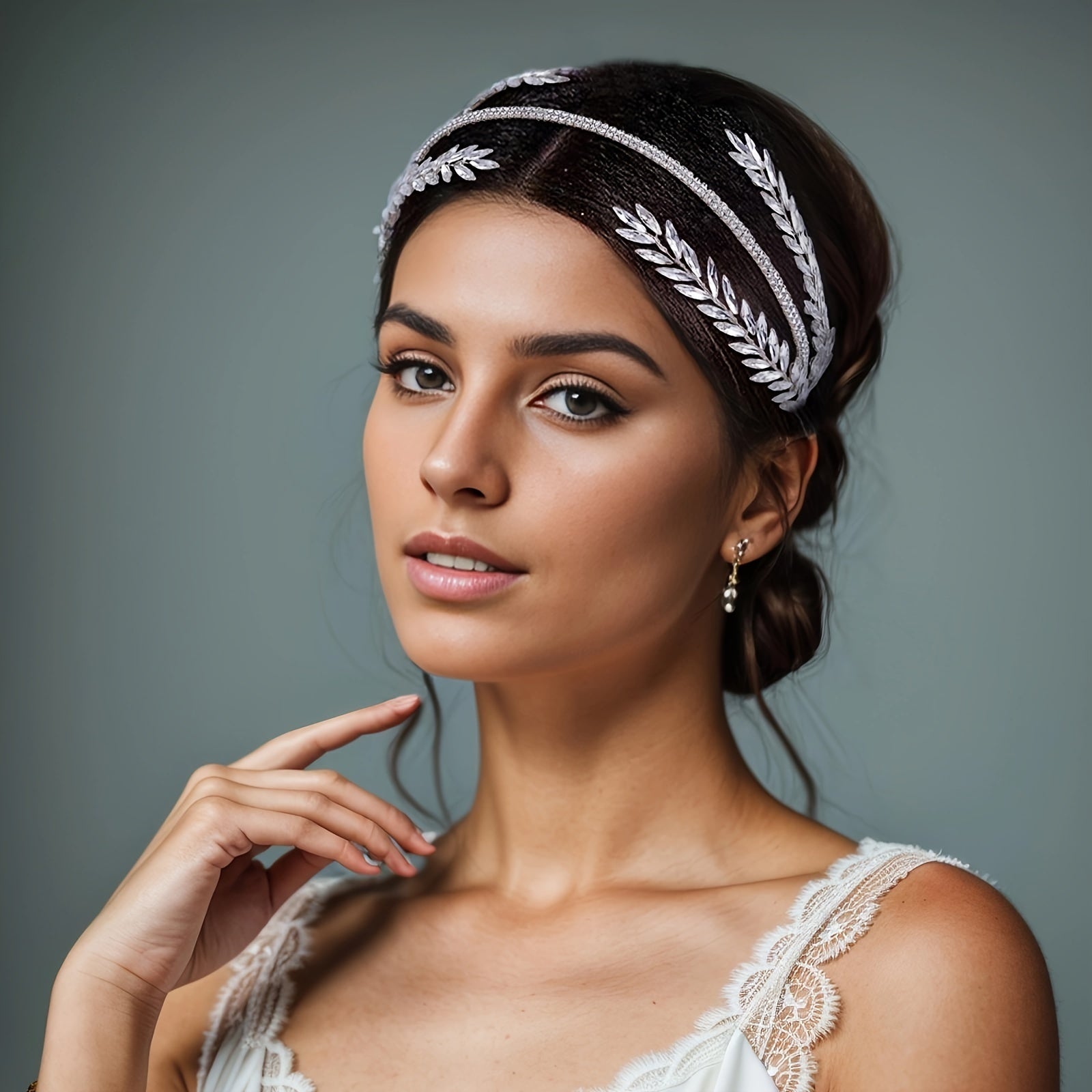 Elegant Water Drill Accented Headband for Women Birthday Party Banquet Accessories