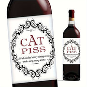 Cat Piss Champagne Bottle Labels Waterproof Vinyl Stickers Black White Ornament Christmas Birthday Party