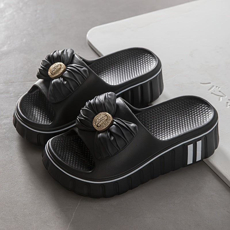 Women’s Summer EVA Slide Sandals Open-Toe Casual Beach Shoes Beige Non-Slip