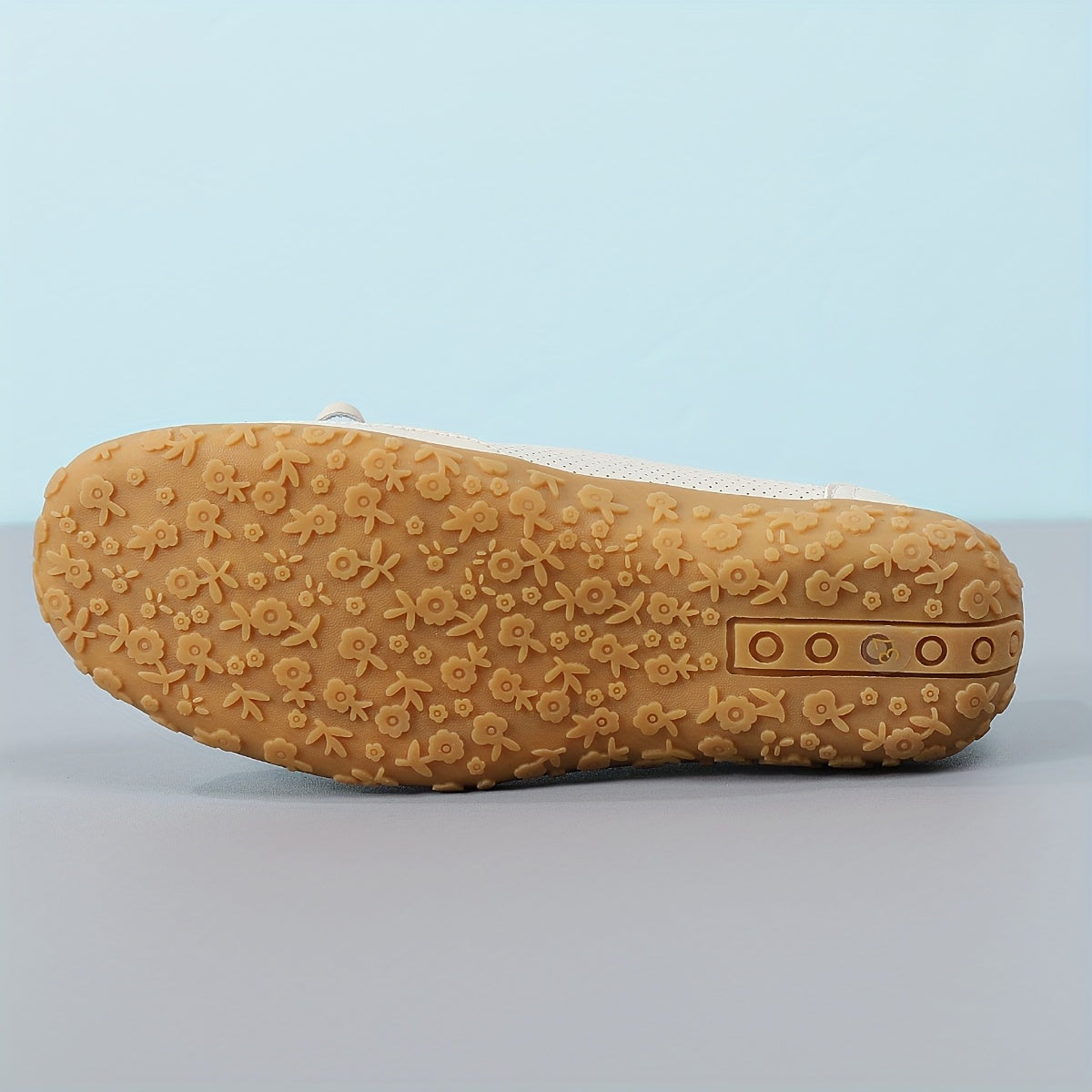 Women's White Slip-On Flats with Bow, Ventilation Holes, Comfortable Sole