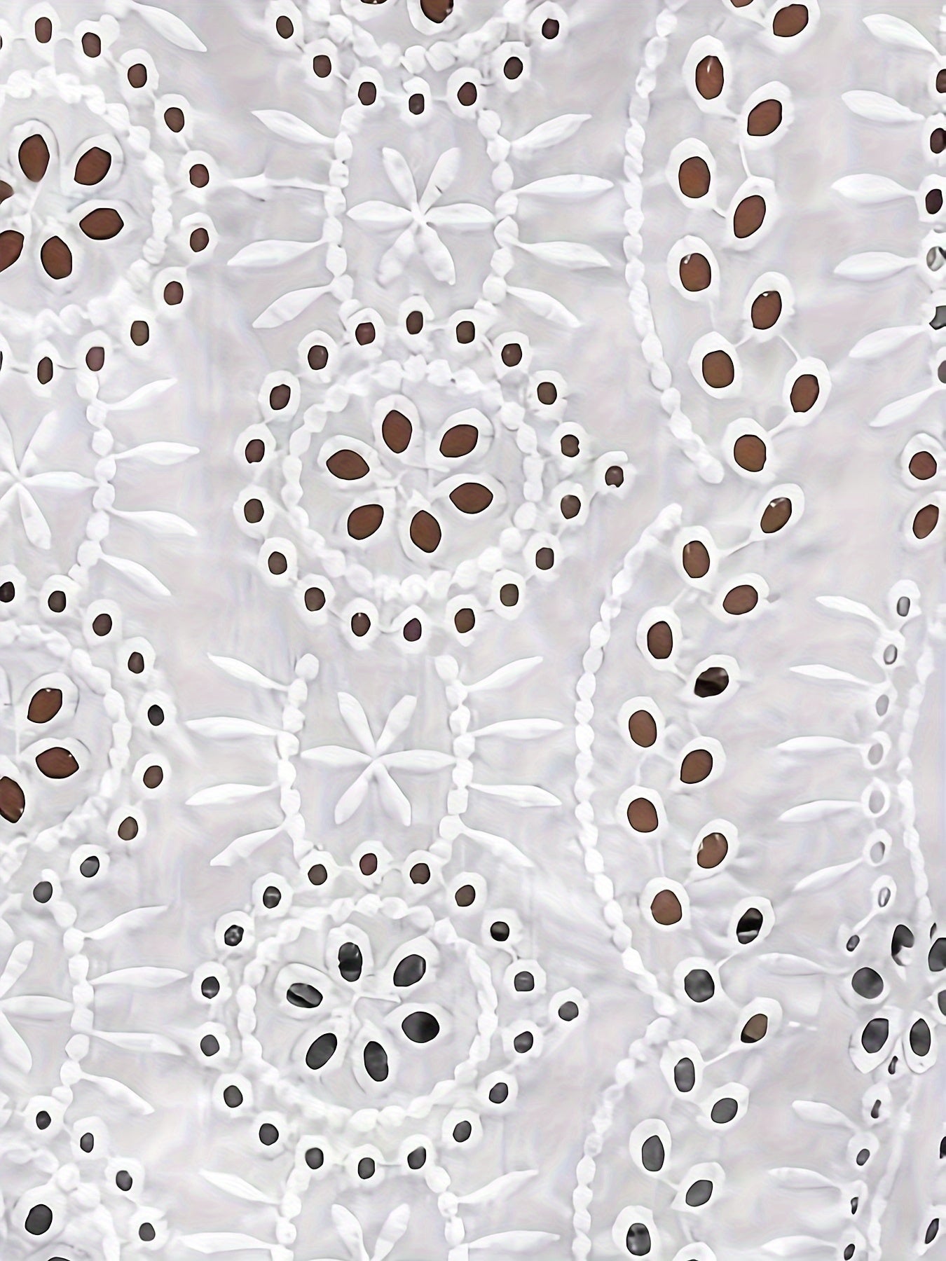 Women's V-Neck Blouse with Eyelet Detail Solid Sheer Breathable Polyester Spandex