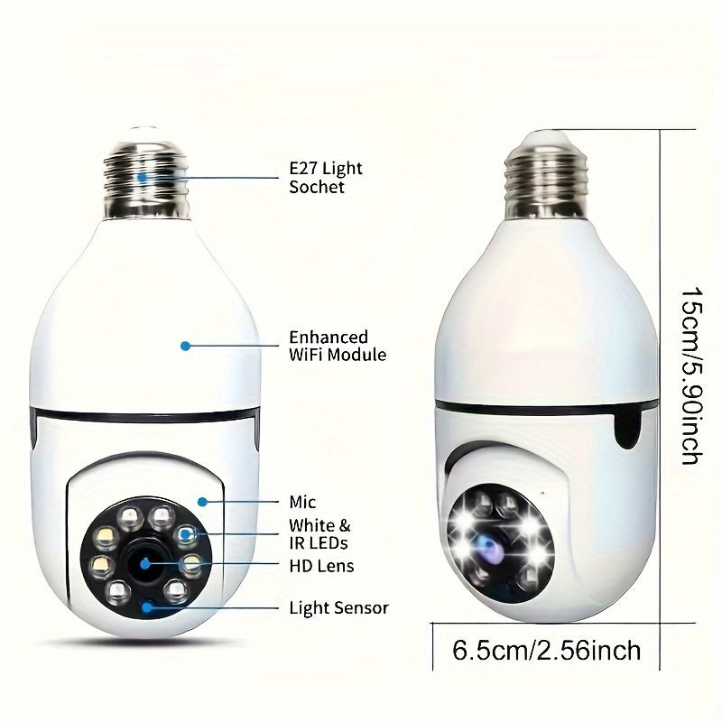 Wireless 1080P Indoor Outdoor PTZ Security Camera E27 Bulb Socket