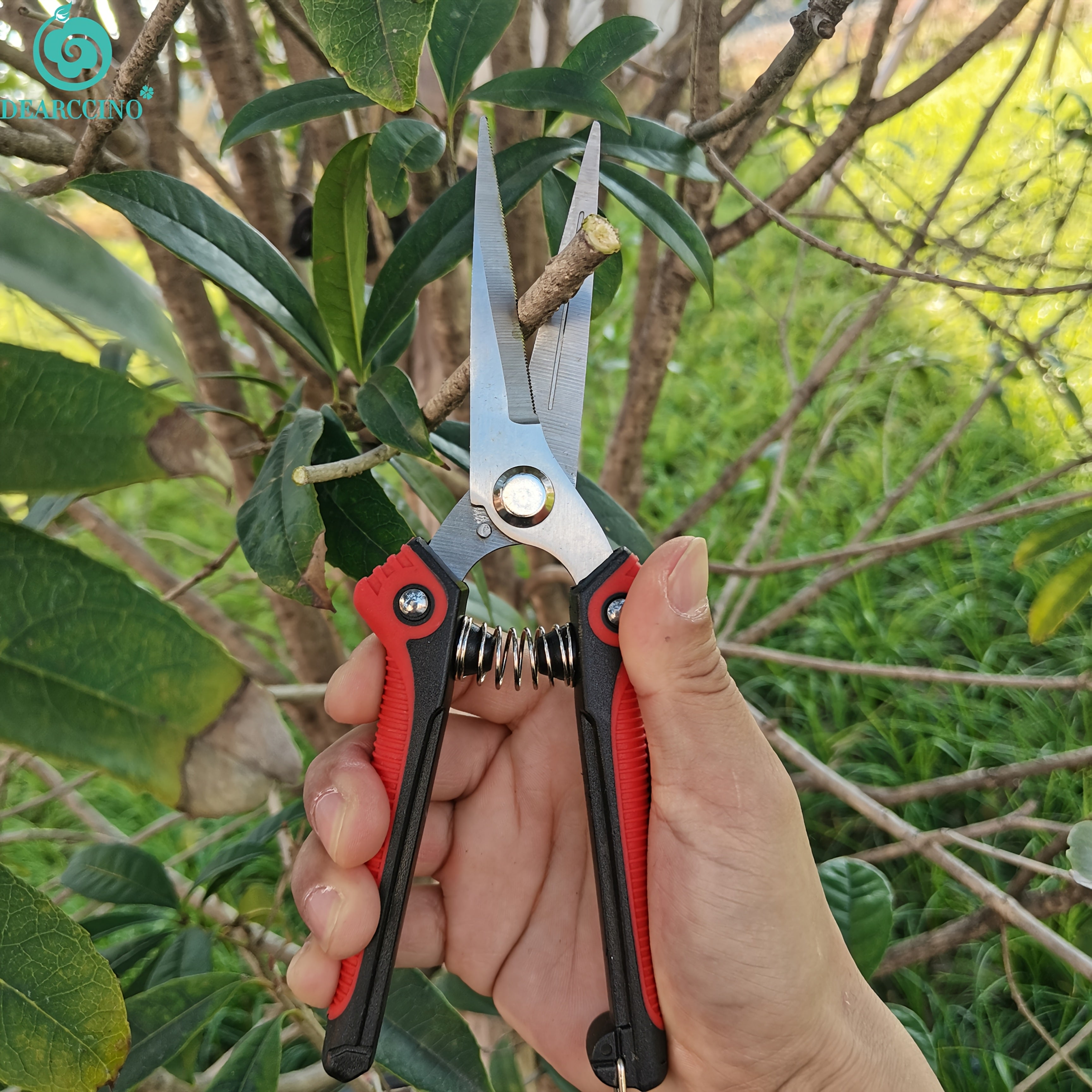 Juego de 4 tijeras de poda de acero inoxidable para jardinería y recolección de frutas