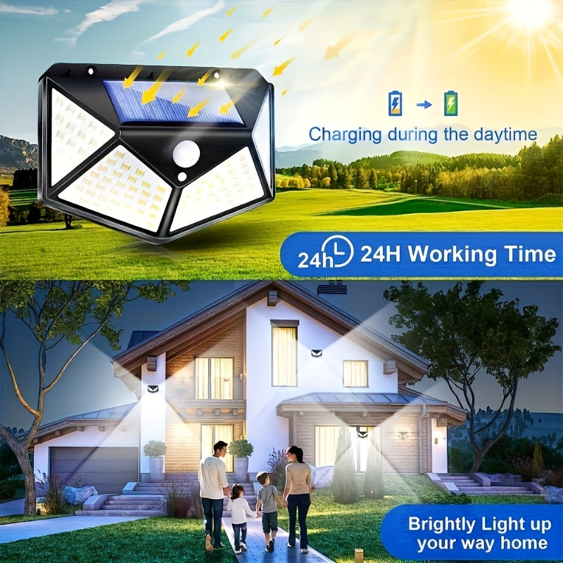 Outdoor Solar Wall Light with Motion Sensor, Four-Sided Lighting, Yard Garden Patio Fence Driveway Pathway, 4-12 Pieces