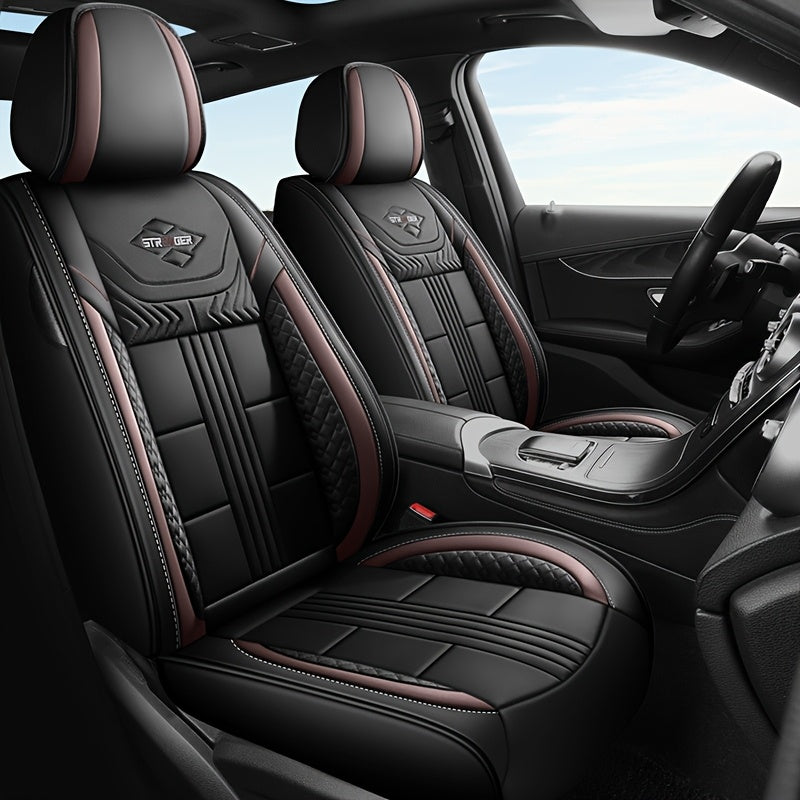 Car Seat Cover Universal Full Coverage PU Leather for 5 Seats All-Season