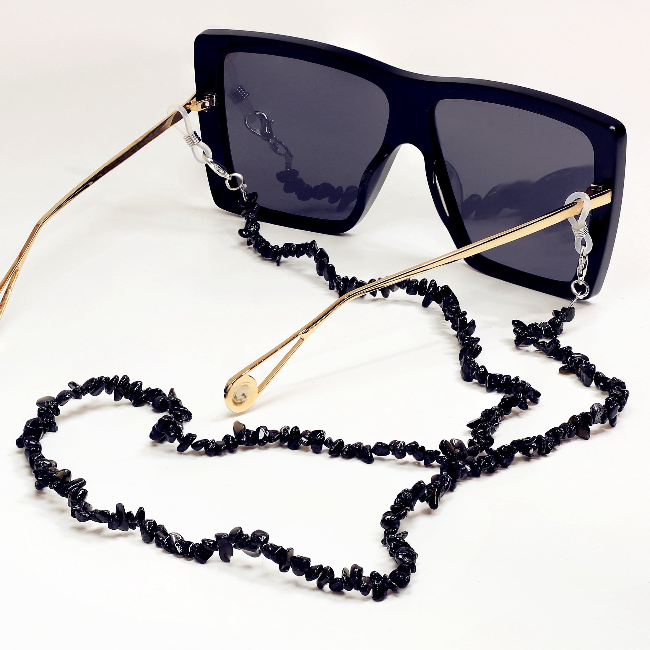 Цепочка из натуральных кристаллических чипсов с подвеской для очков и подвеской для наушников с кристаллом