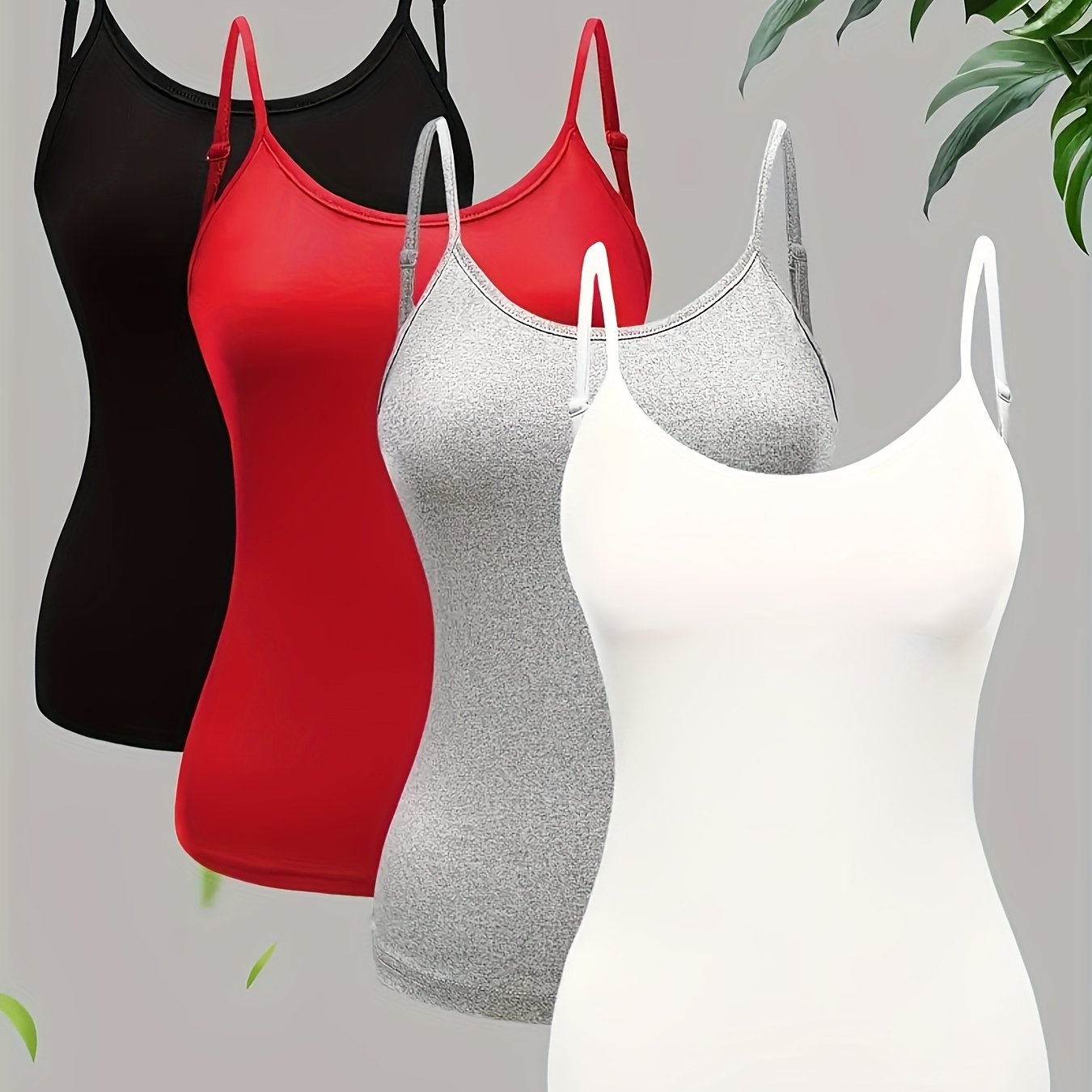Plus Size Solid Color Knit Tank Tops 4-Pack Women's Casual Sleeveless