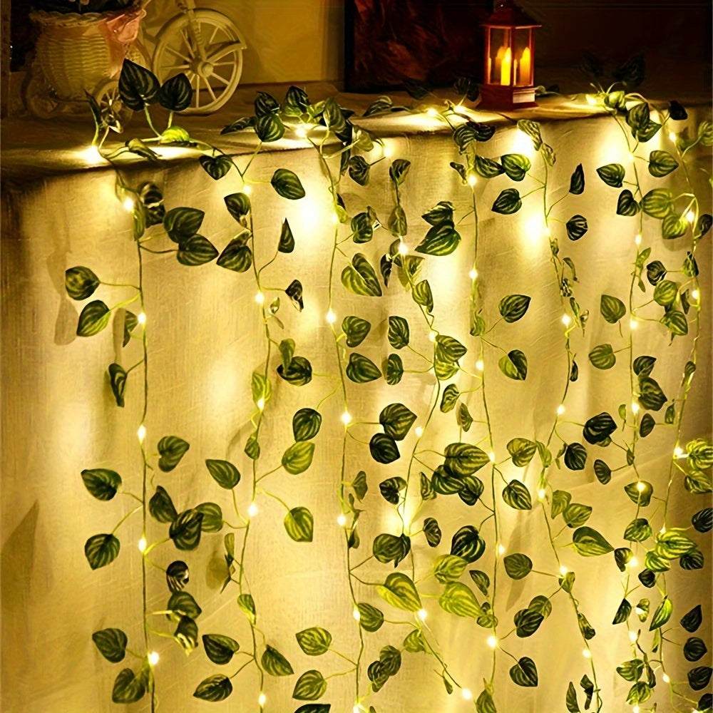 LED Green Leaf Plant Lights 2m 20 LEDs Battery-Operated for Decor and Gifts