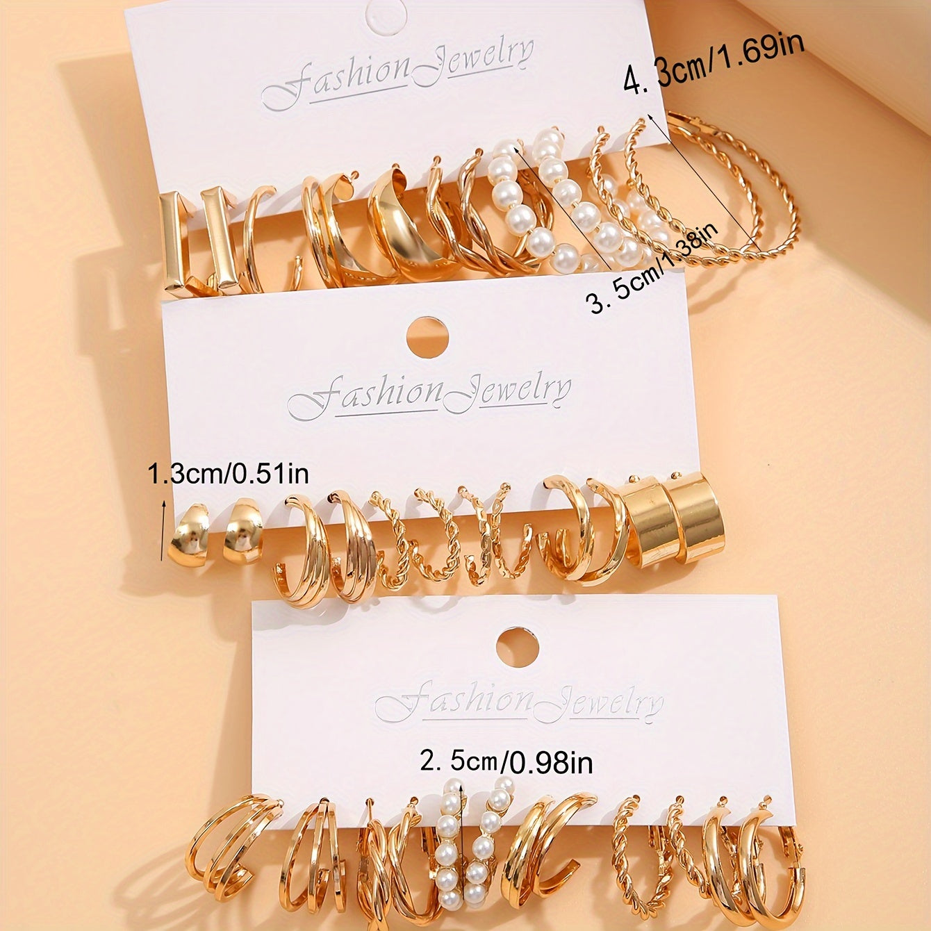 Set of 24/36/48 Elegant Geometric Wide Face Twisted Alloy Stainless Steel Earrings for Women