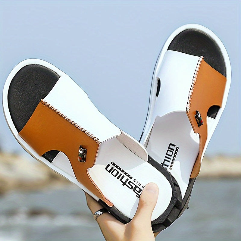 Men's Casual Slides Microfiber Upper Non-Slip Beach Shoes for Indoor Outdoor Walking