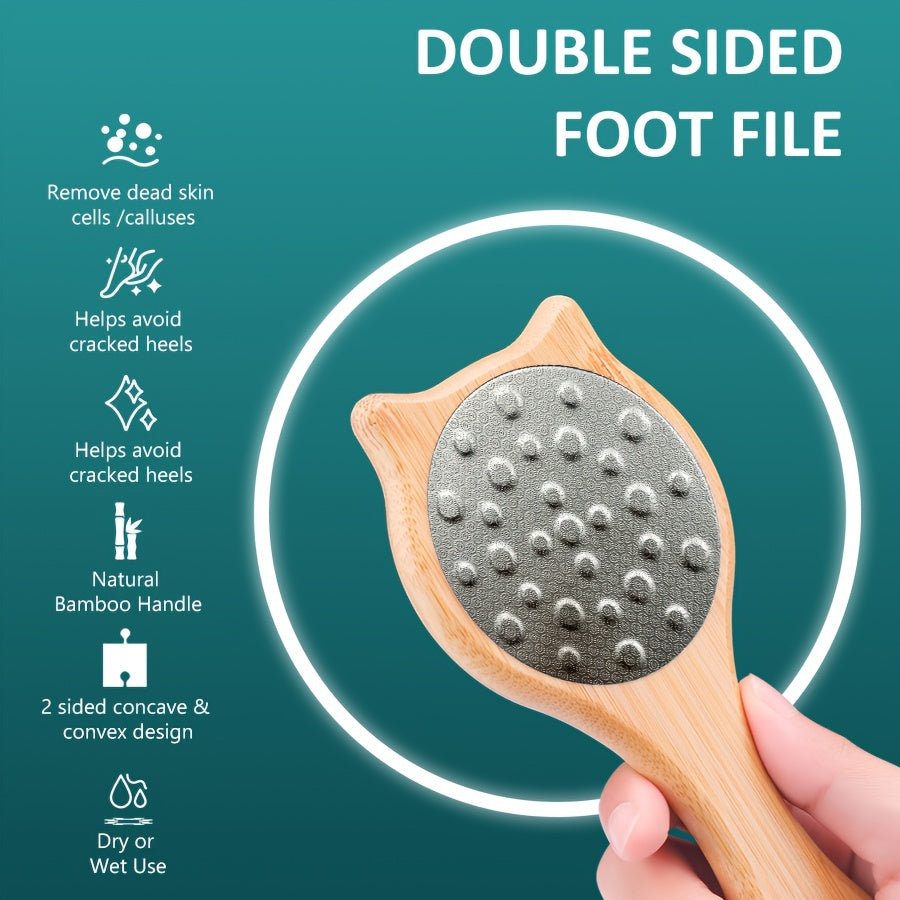 Lima de pies de doble cara con mango de bambú para eliminar callos y cuidado de pies 1 o 2 piezas