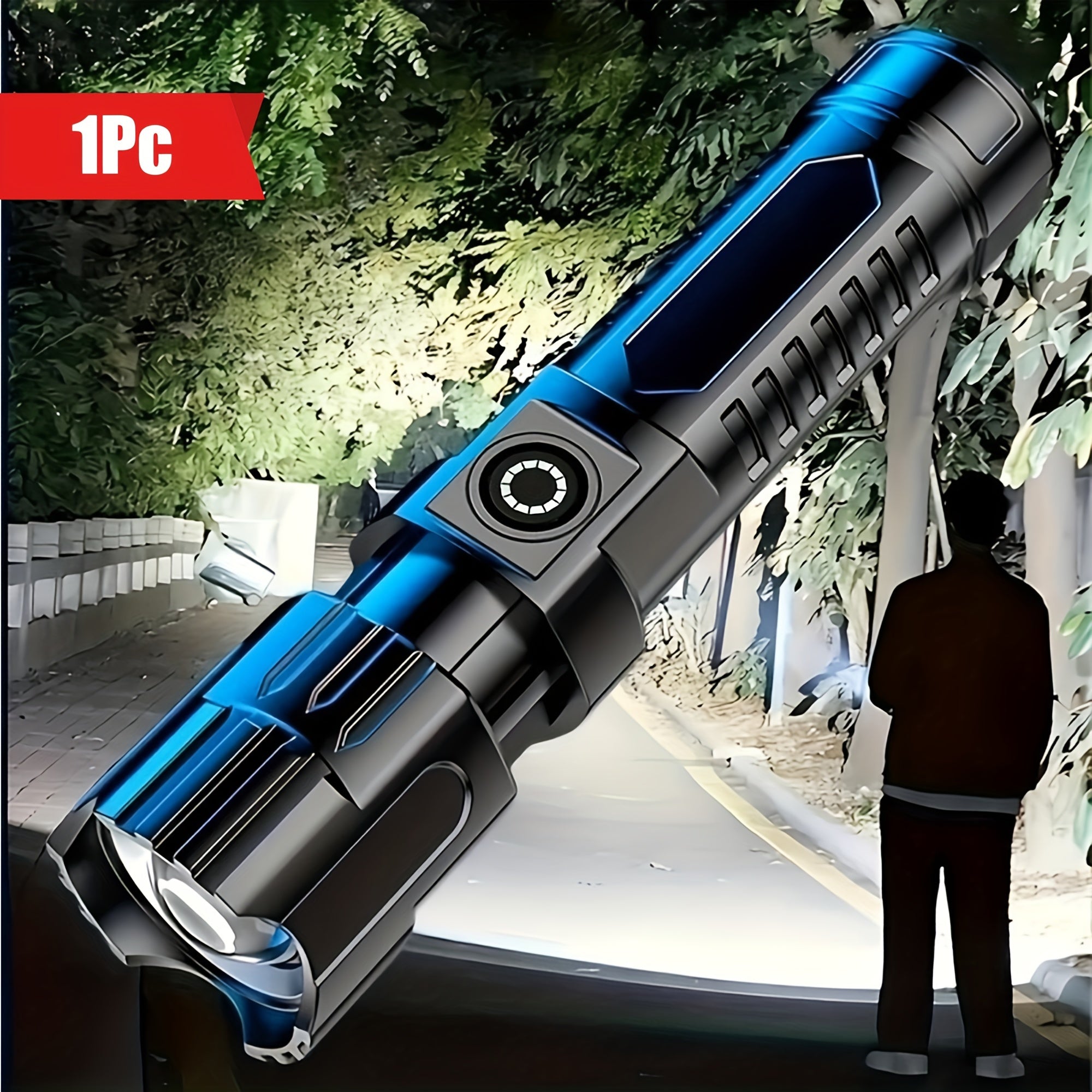 Rechargeable Handheld Flashlight with Wide Zoom Beam for Outdoor Exploration Work Lighting