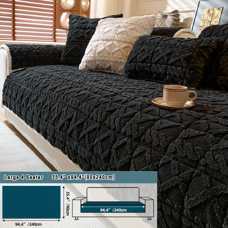 Пушистый чехол для дивана, подходящий для 1-4 человек, устойчивый к пятнам и моющийся в машине