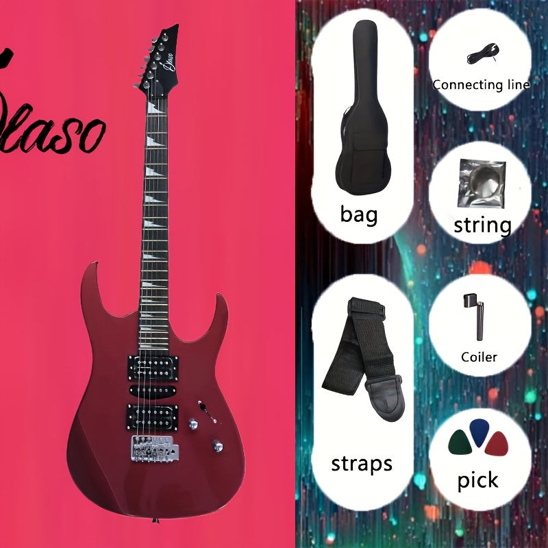 Electric Guitar for Adults Beginners Red Black 22 Frets S-S-S
