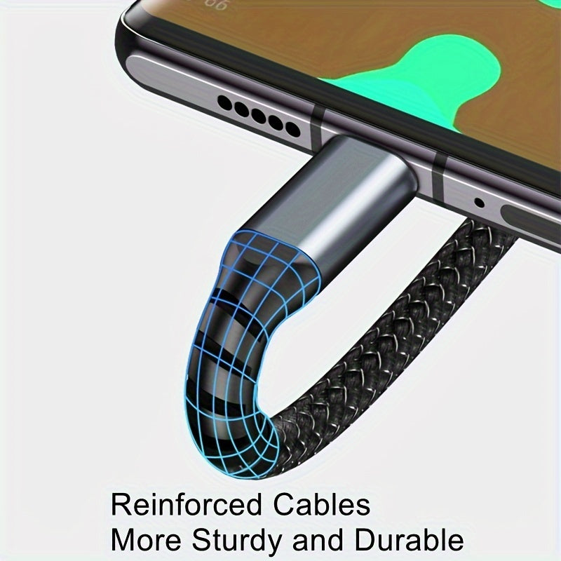 100W 3-in-1 Fast Charging Cable Nylon Round Matte USB to Lightning Micro Type-C Data Transmission