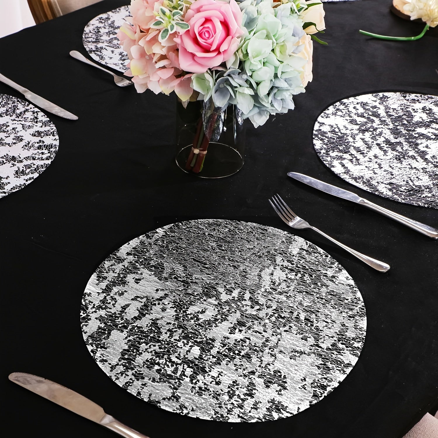 12-Piece Gold Foil Mesh Disposable Placemats for Holidays Weddings and Parties
