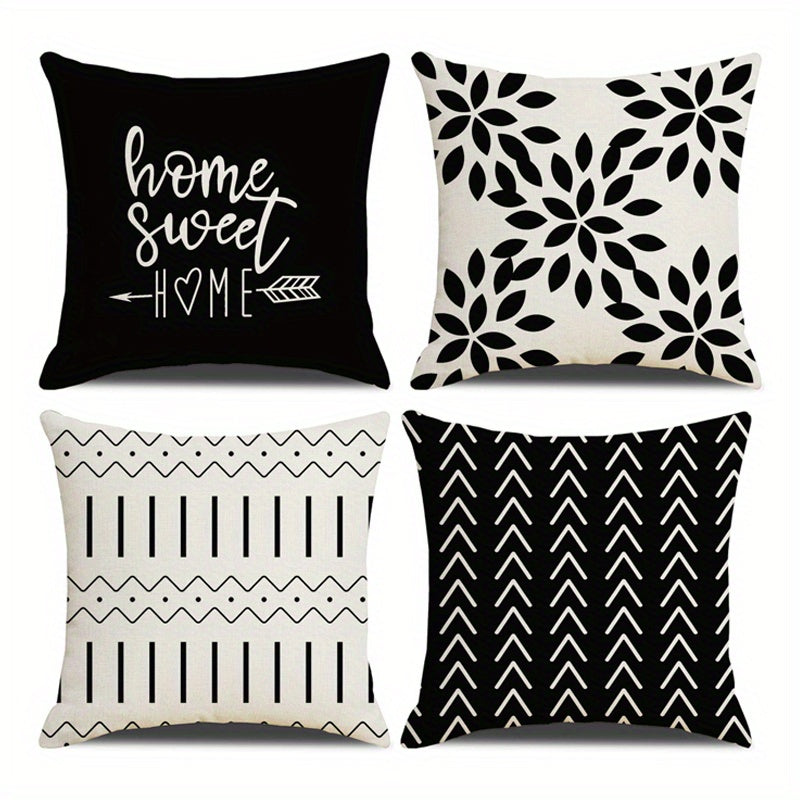 Set of 4 Linen Pillow Covers 45.72cm Square Indoor Outdoor Sofa Bed Car Decor