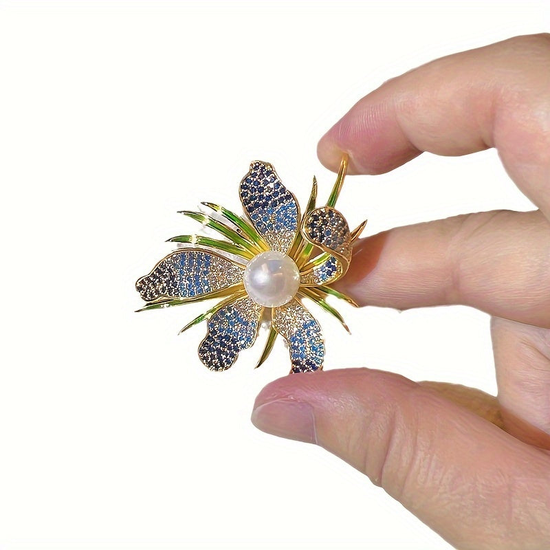 Ayollar uchun sun'iy marjon va rhinestones bilan Peony gul brosh pin