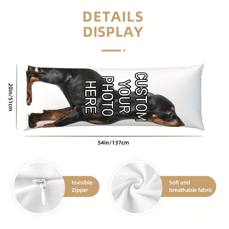Personalized Pet Photo Body Pillowcase 50.8x137.2 cm Soft Breathable Plush Dog Cat Gift