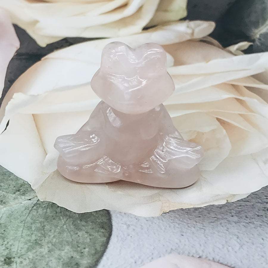 Natural Crystal Yoga Frog Figurine 40mm Hand-Carved Home Office Decor Gift