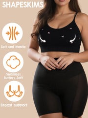 Plus Size Seamless Sports Bra Breathable Comfortable Black White Butterflies