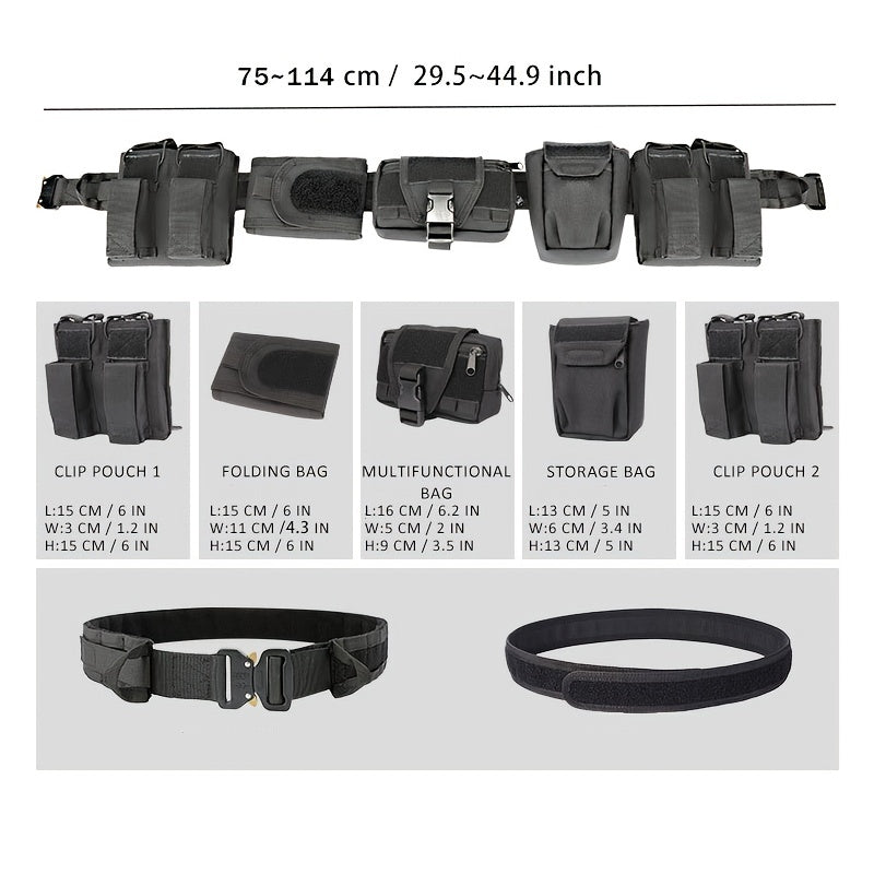 Nylon Tactical Belt with Detachable Adjustable Five-Piece Outdoor Patrol Set