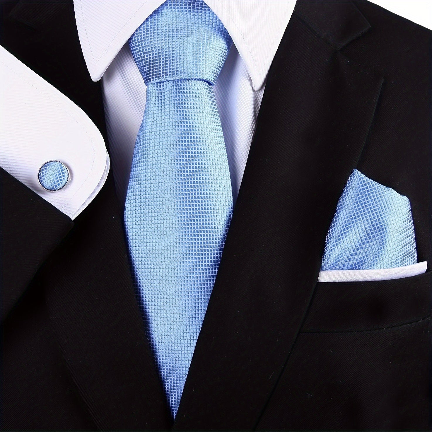 Мужской формальный набор галстуков с карманным платком и запонками для свадеб и деловых встреч