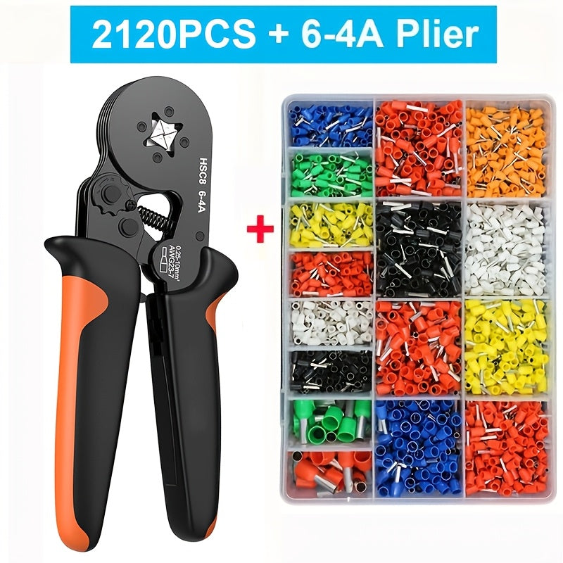 Ferrule Crimping Tool Kit with Wire Connectors and Insulated Tubular Crimp Terminals