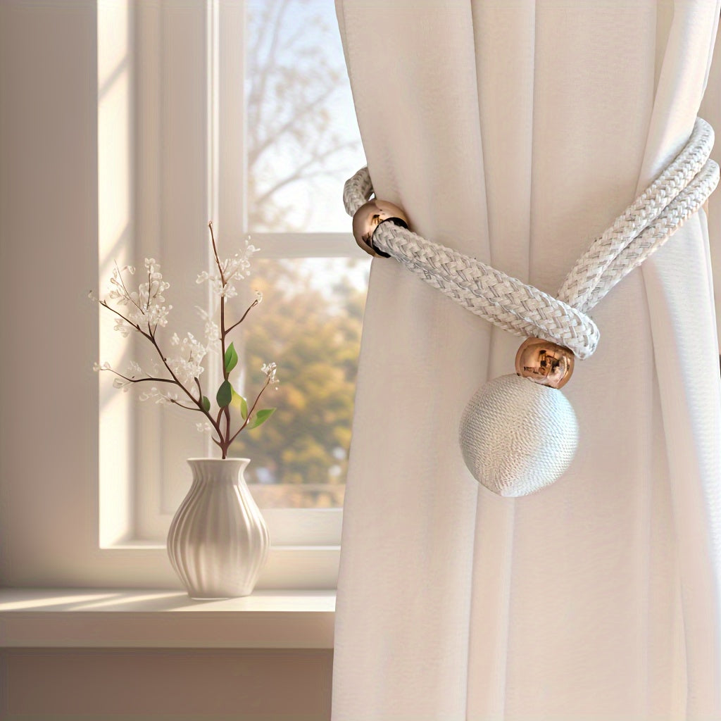 French Style Polyester Curtain Tiebacks, Adjustable, Easy to Install, for Bedrooms and Living Rooms