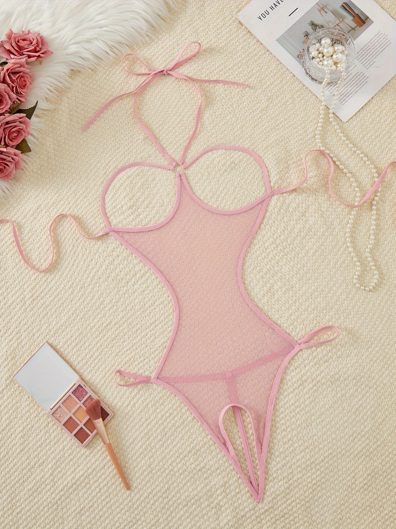 Women's Black Lace Bodysuit for Nightwear and Lingerie