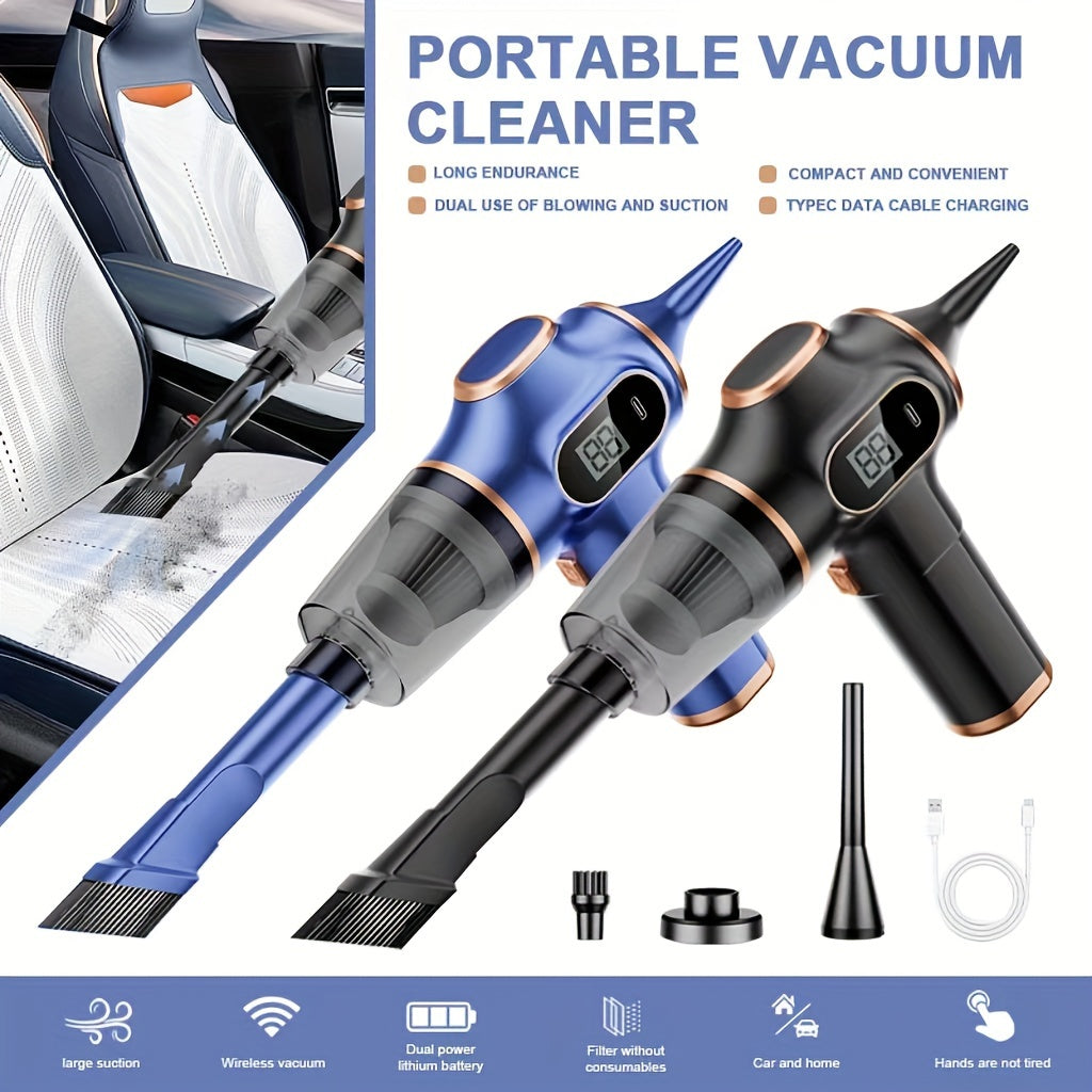 Portable Car Vacuum Cleaner Cordless Handheld with Digital Display Black Rose Gold