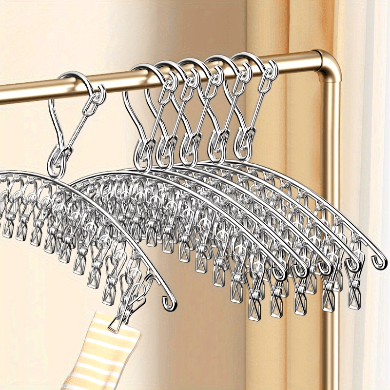 Stainless Steel Hanger with Clips for Closet Organization and Laundry Storage
