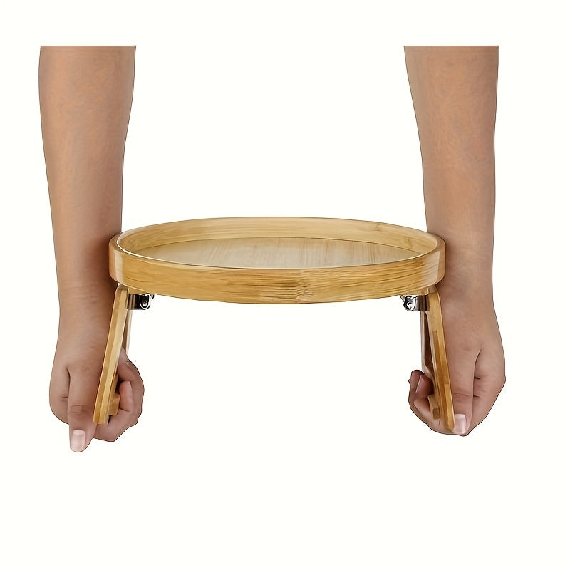 Foldable Bamboo Arm Tray for Vintage Hardwood Sofa with Pine Wood Top