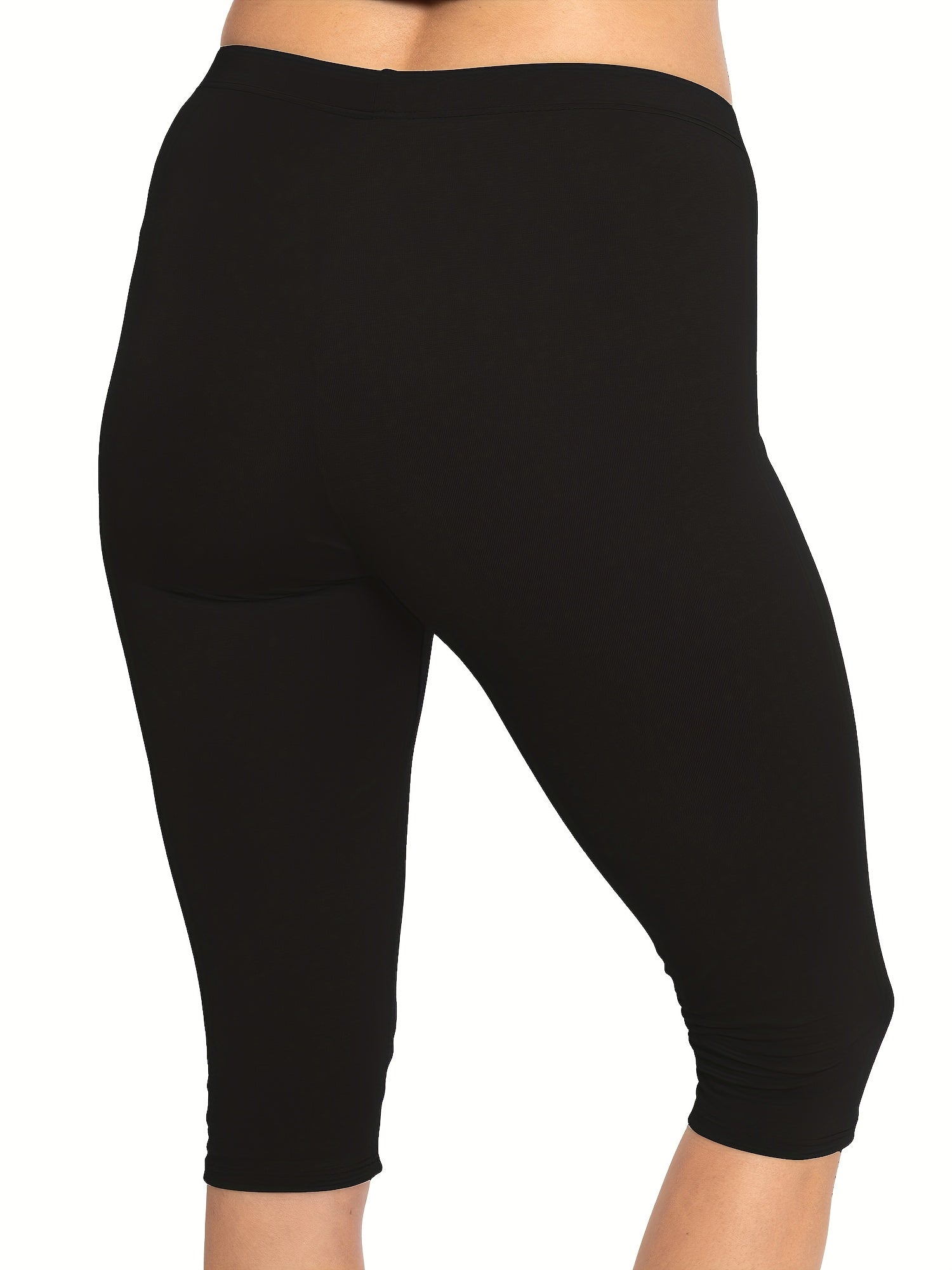 Plus Size Women’s High-Waisted Stretch Capri Leggings Soft Lightweight 3/4 Length