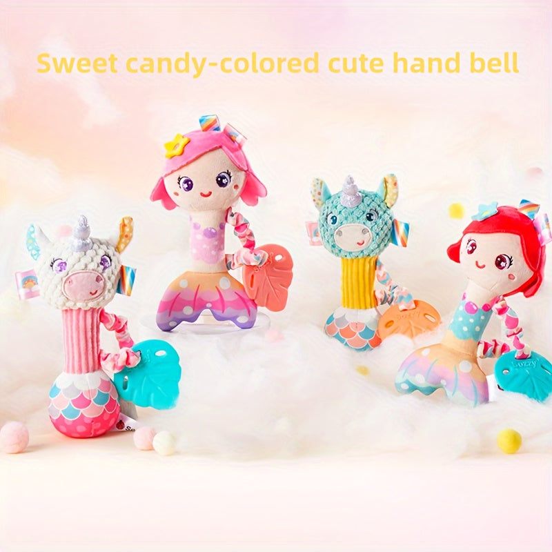 Juguete de sirena y unicornio de peluche para bebés con sonajero, regalo de poliéster suave para recién nacidos
