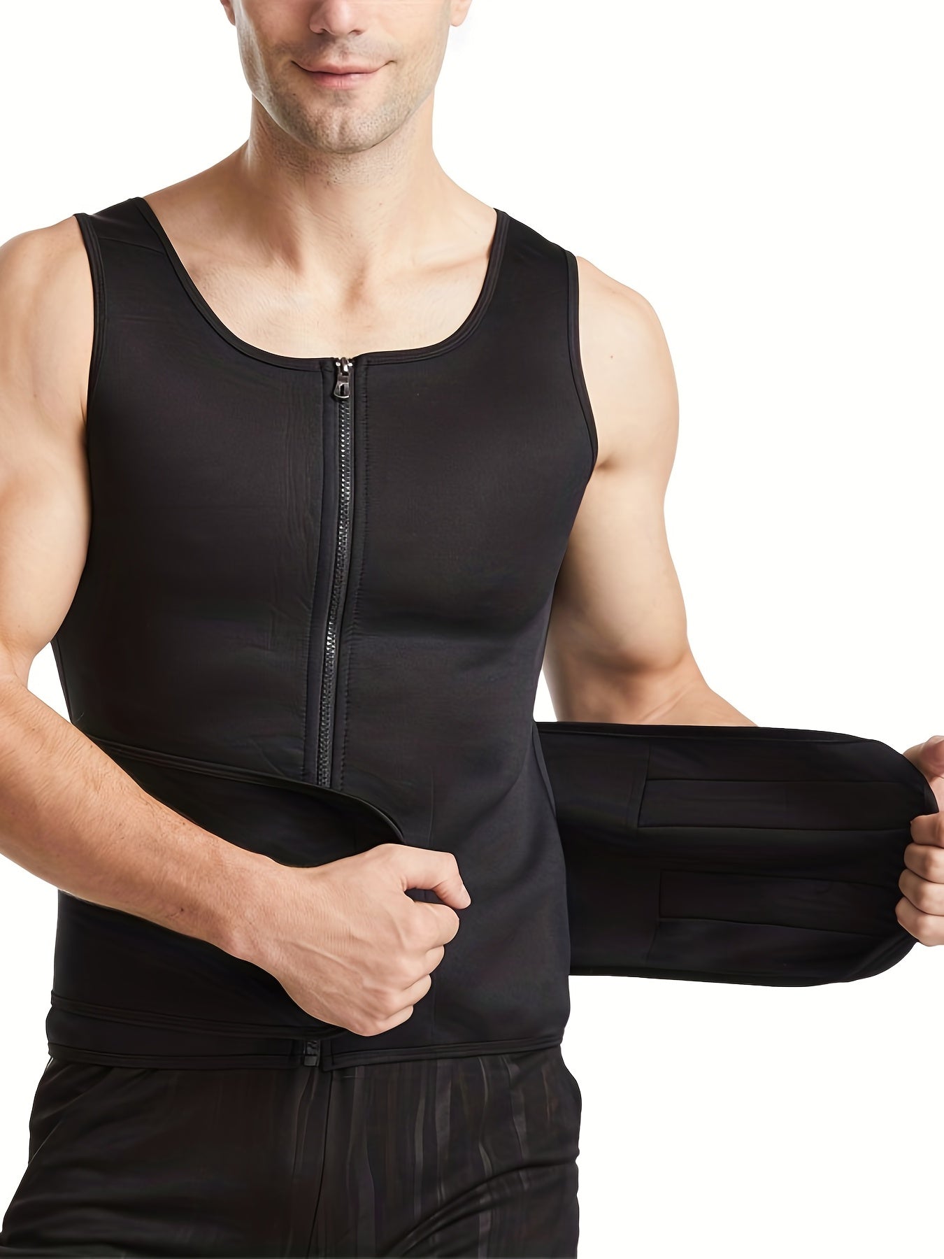 Men's Neoprene Tummy Control Tank Top Sleeveless Crew Neck Body Shaper